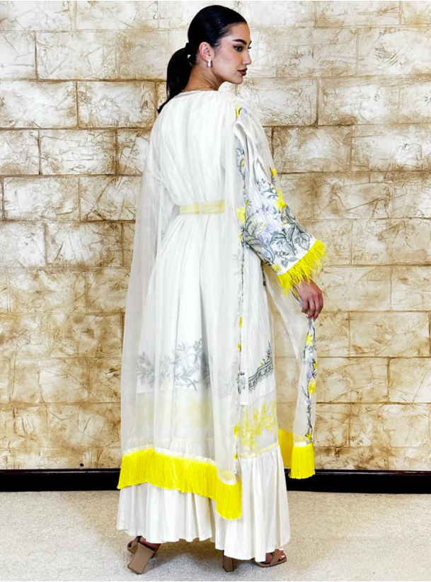 Cotton Kaftan kaftan with cape Kaftans from Ahla Alwasayef at Boksha