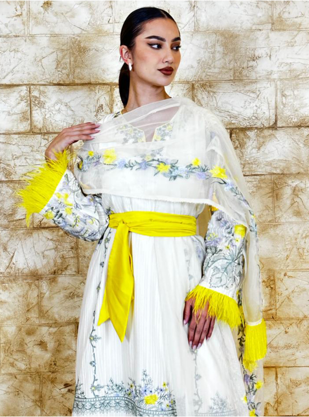 Cotton Kaftan kaftan with cape Kaftans from Ahla Alwasayef at Boksha