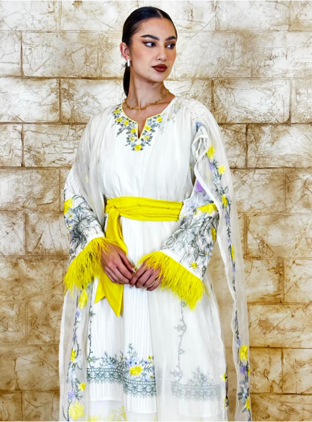 Cotton Kaftan kaftan with cape Kaftans from Ahla Alwasayef at Boksha