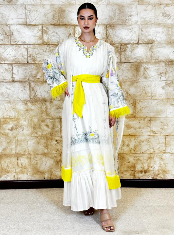 Cotton Kaftan kaftan with cape Kaftans from Ahla Alwasayef at Boksha