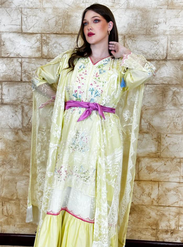 Cotton Kaftan kaftan with cotton organza cape Kaftans from Ahla