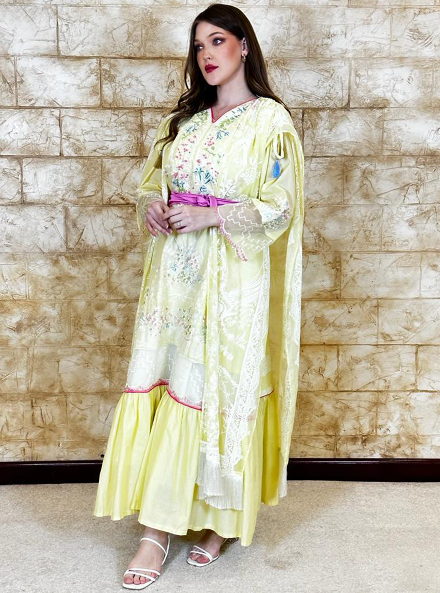 Cotton Kaftan kaftan with cotton organza cape Kaftans from Ahla