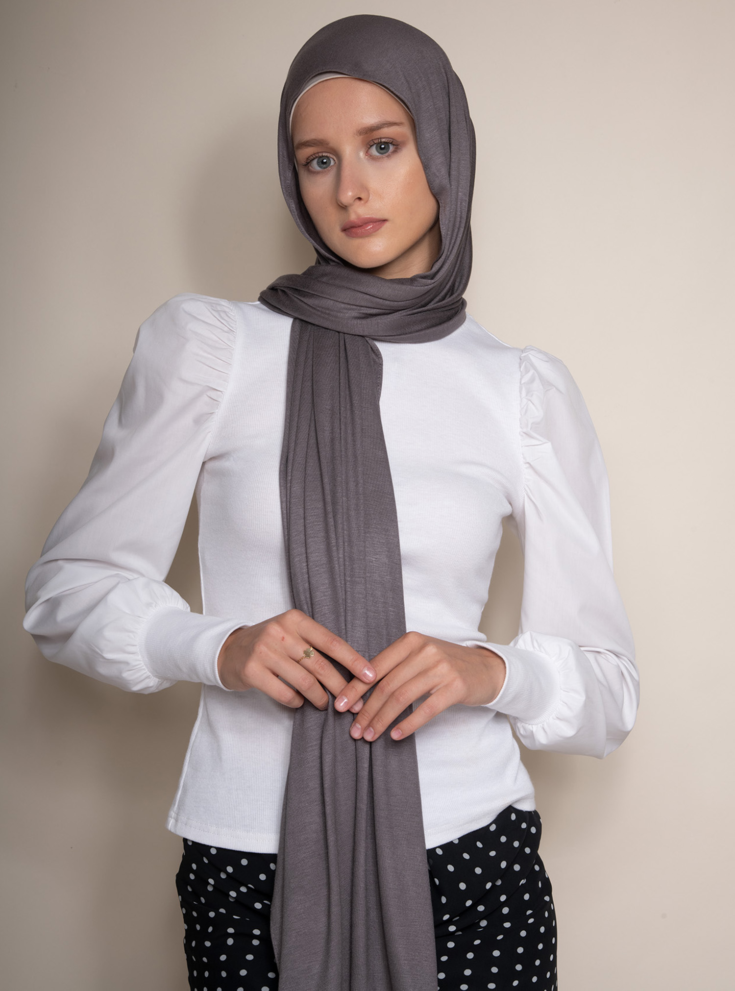 Jersey Ash Stretchy Jersey Hijab Crafted From High Quality Medium Weight Premium Cotton Jersey 9412