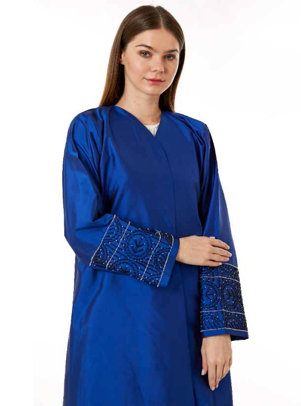 Blue Abaya Royal Blue Abaya made from Victoria Satin fabric with Hand