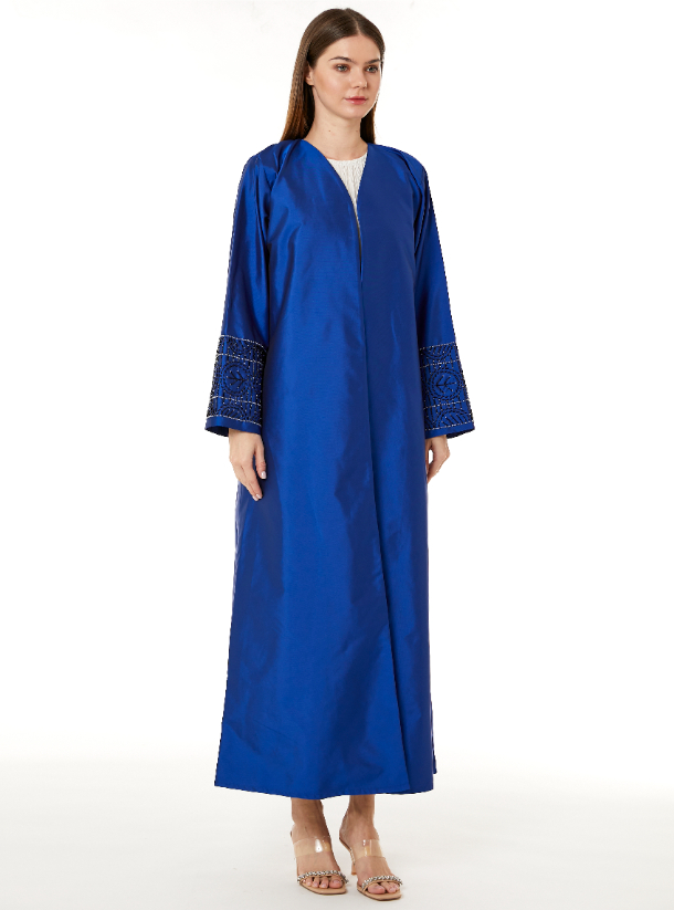 Blue Abaya Royal Blue Abaya made from Victoria Satin fabric with Hand