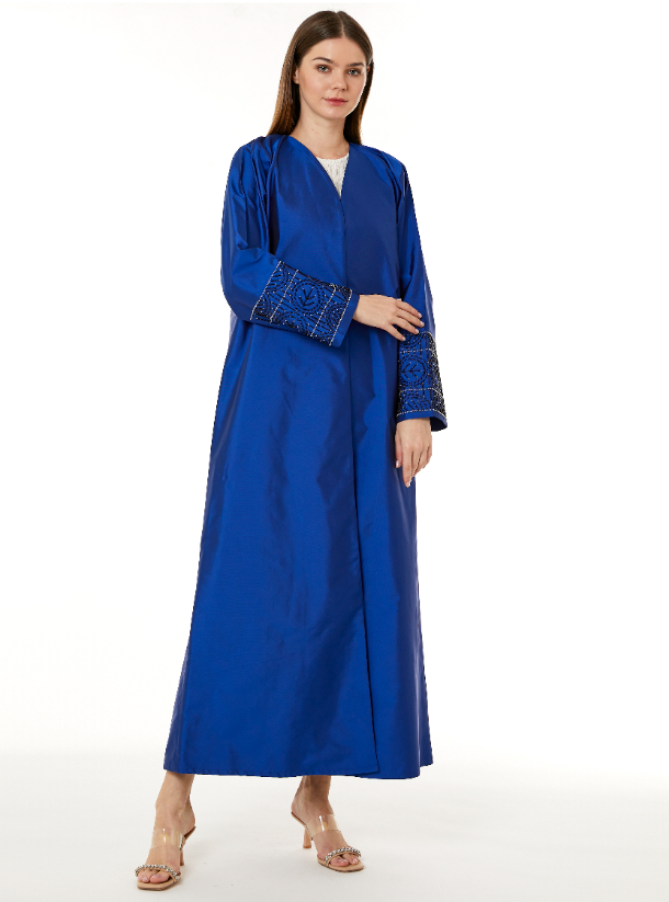 Blue Abaya Royal Blue Abaya made from Victoria Satin fabric with Hand