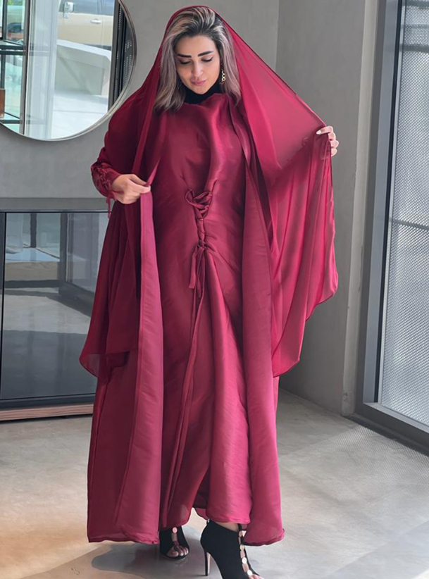 Red Abaya Red abaya set abaya with inner dress dress and headscarf ...