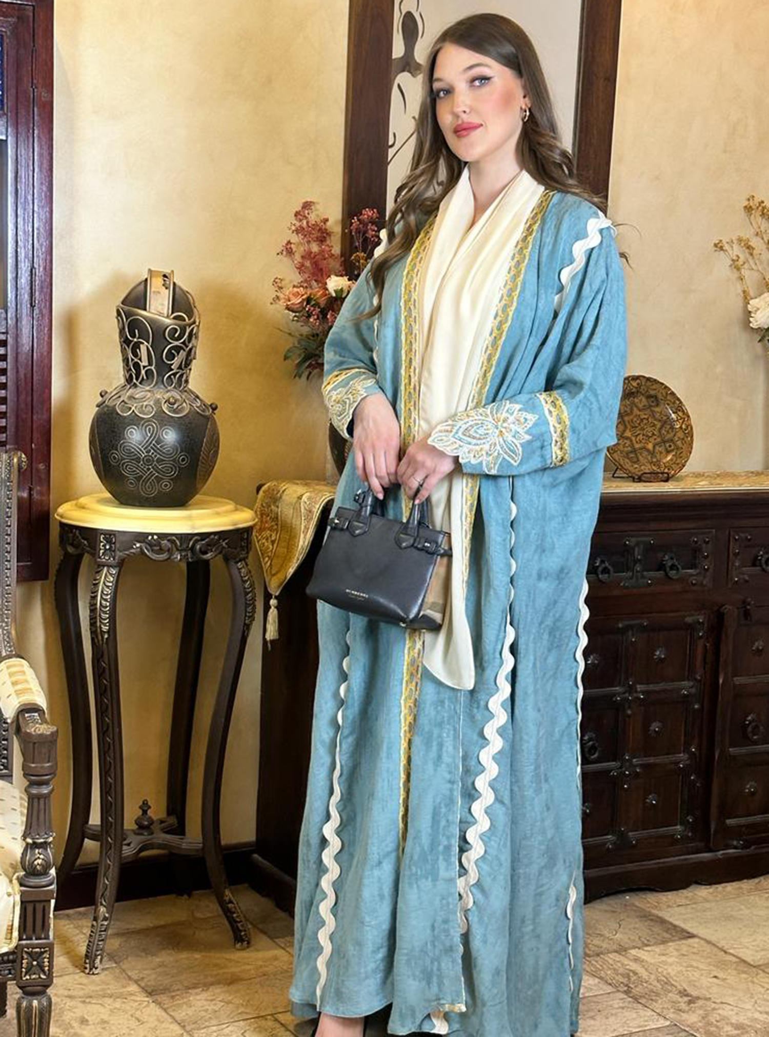 Linen Abaya cotton linen abaya Abayas from Ahla Alwasayef at Boksha