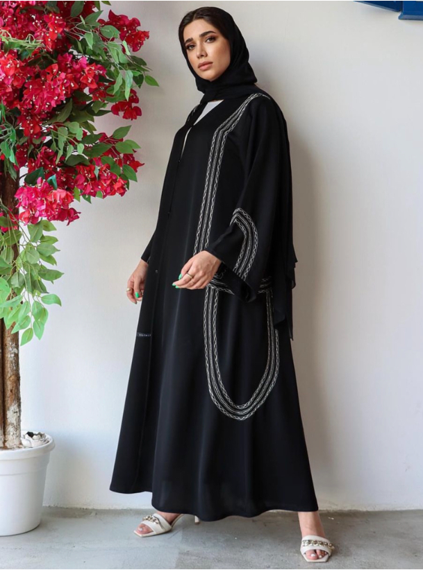 Sk143 Elegant black abaya adorned with embellished details Abayas from ...