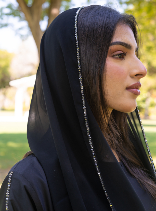 Black Crepe Satin Abaya