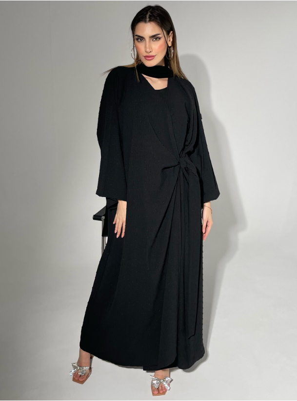 Black Abaya Black Wrap Abaya With Scarf Abayas From Buhra At Boksha