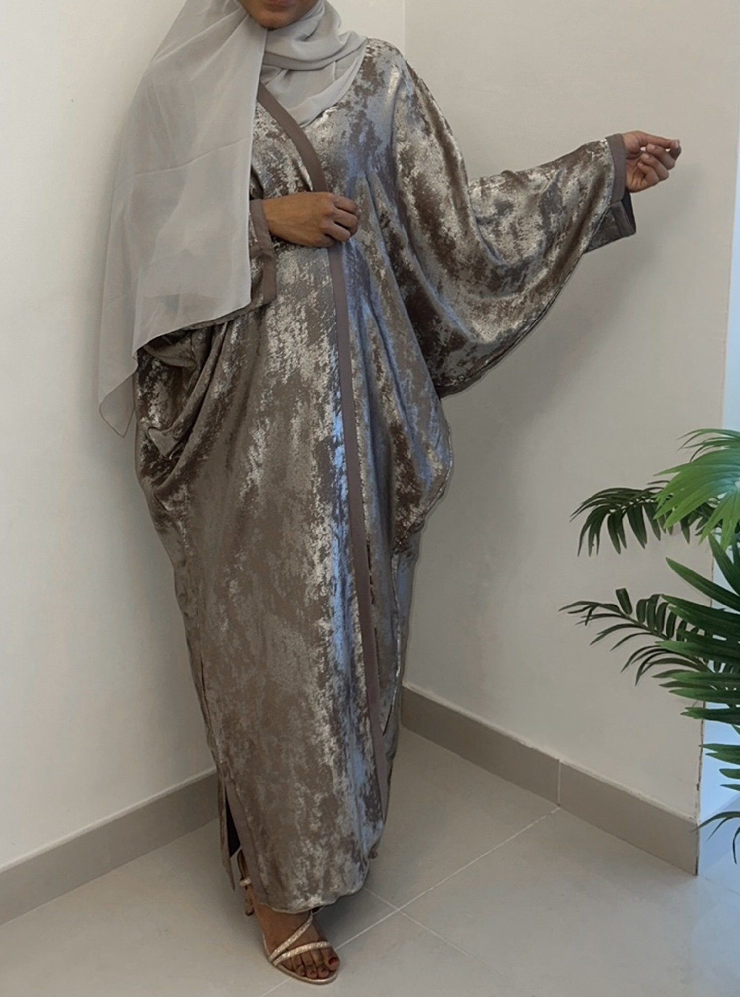 Bisht Abaya Naila with Snap Buttons - Light Blue main image 0