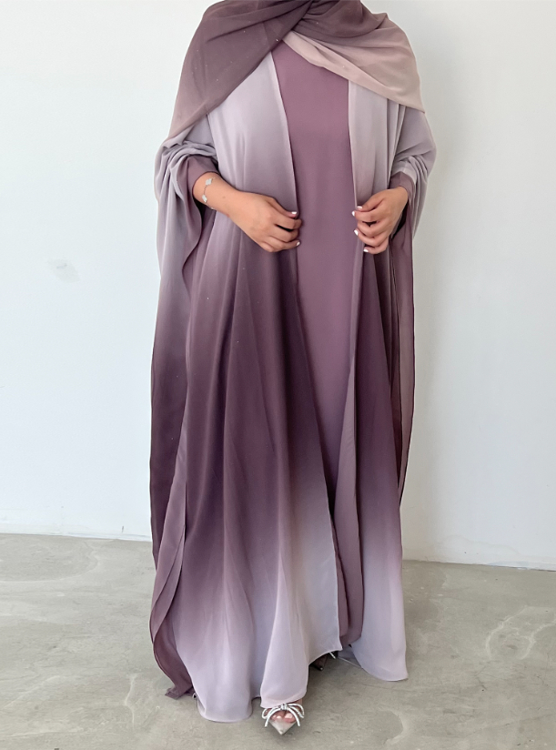 Glitter Set Ombré Glitter Abaya set with inner dress Abayas from Dar ...