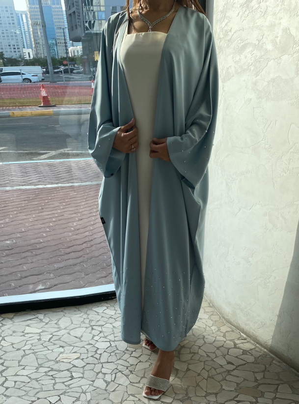 Abaya #S2 baby blue abaya with sleek fabric, clean art finishing ...