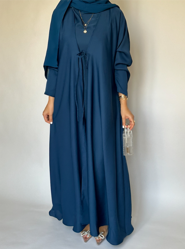 Daily Abaya Set Daily Dark Blue Weight Flowy Abaya and Fitted Under ...