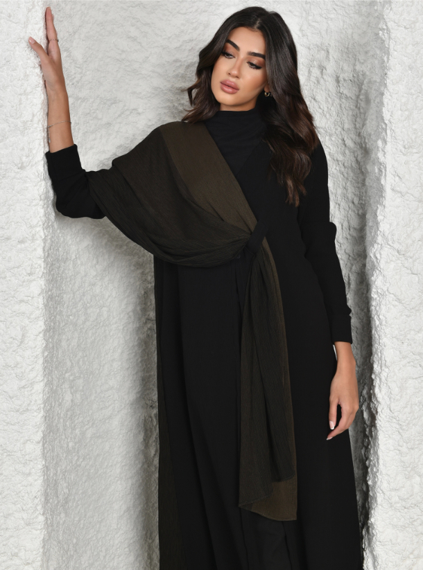 AB23-009 comfortable shawl abaya Abayas from Pose Arazzi at Boksha