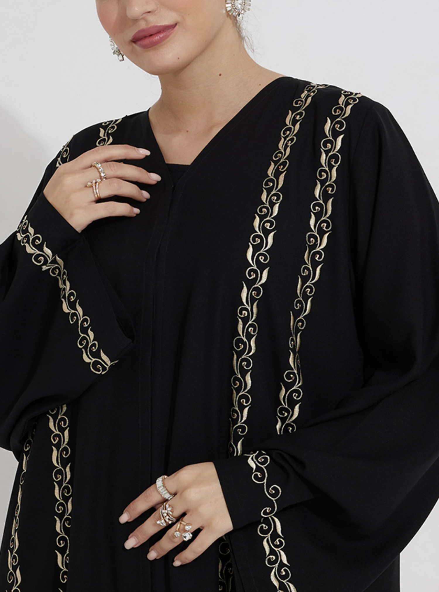 Gold Beads Abaya with gold sitching design and gold stones Abayas from ...