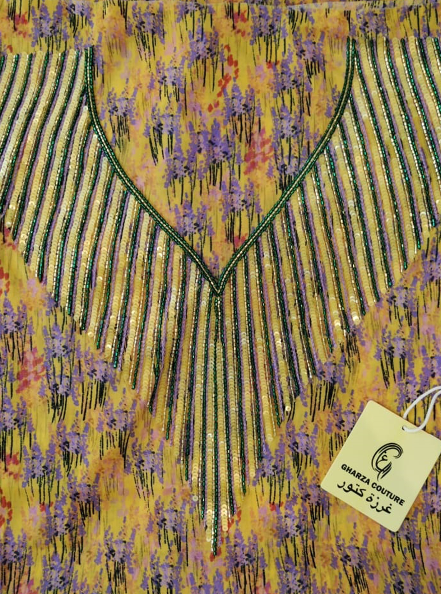 Liberty London Liberty London Yellow Lavender Print with Hand Beading 