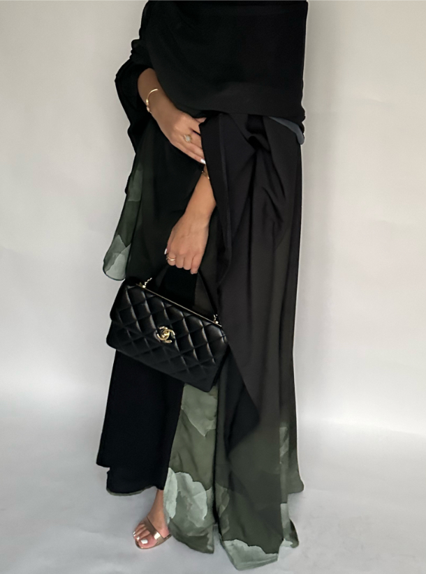 Green Gradient Green Gradient Cloud Oversized Abaya with Matching Head ...