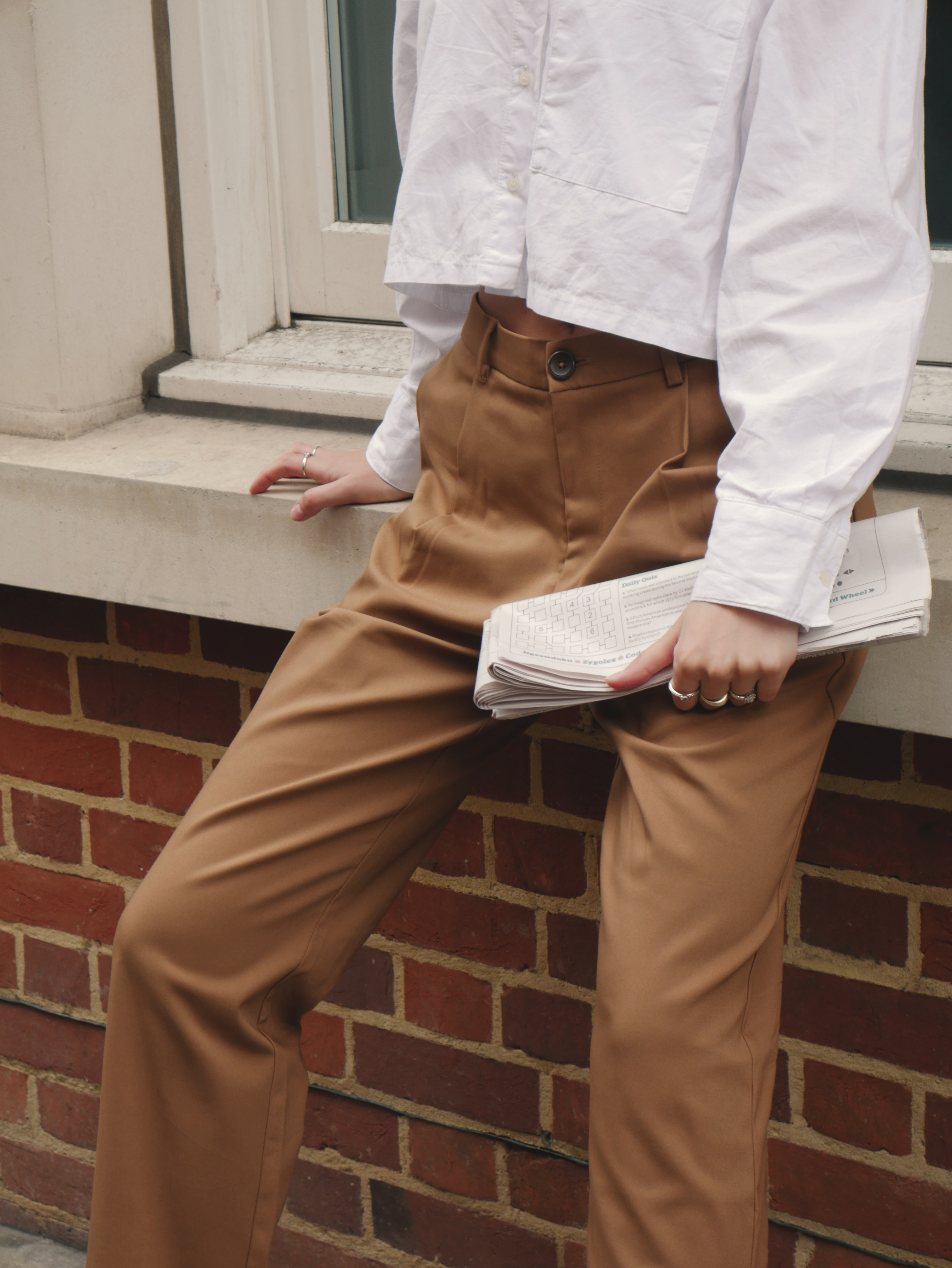 Tan Pants Tan plickated pants with belt loops. Travel Wear from