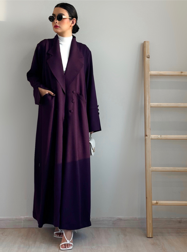 Blazer abaya blazer style abaya in purple Abayas from NB Design at Boksha