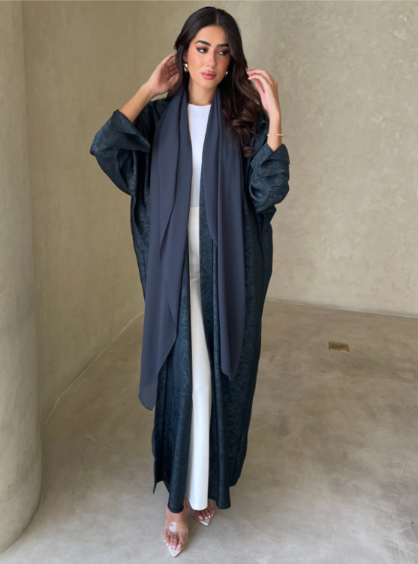 S063 dark blue Pattern Abaya in Bahraini Bisht style, epitomizes luxury ...