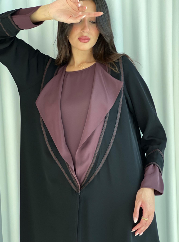 Code W03 Elegant Abaya with touch of Maroon with inner Dress Abayas ...