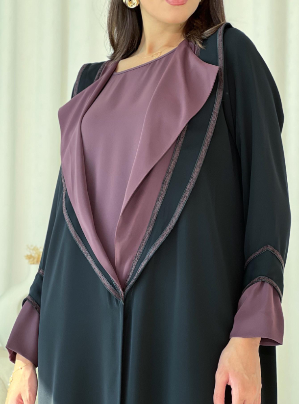 Code W03 Elegant Abaya with touch of Maroon with inner Dress Abayas ...