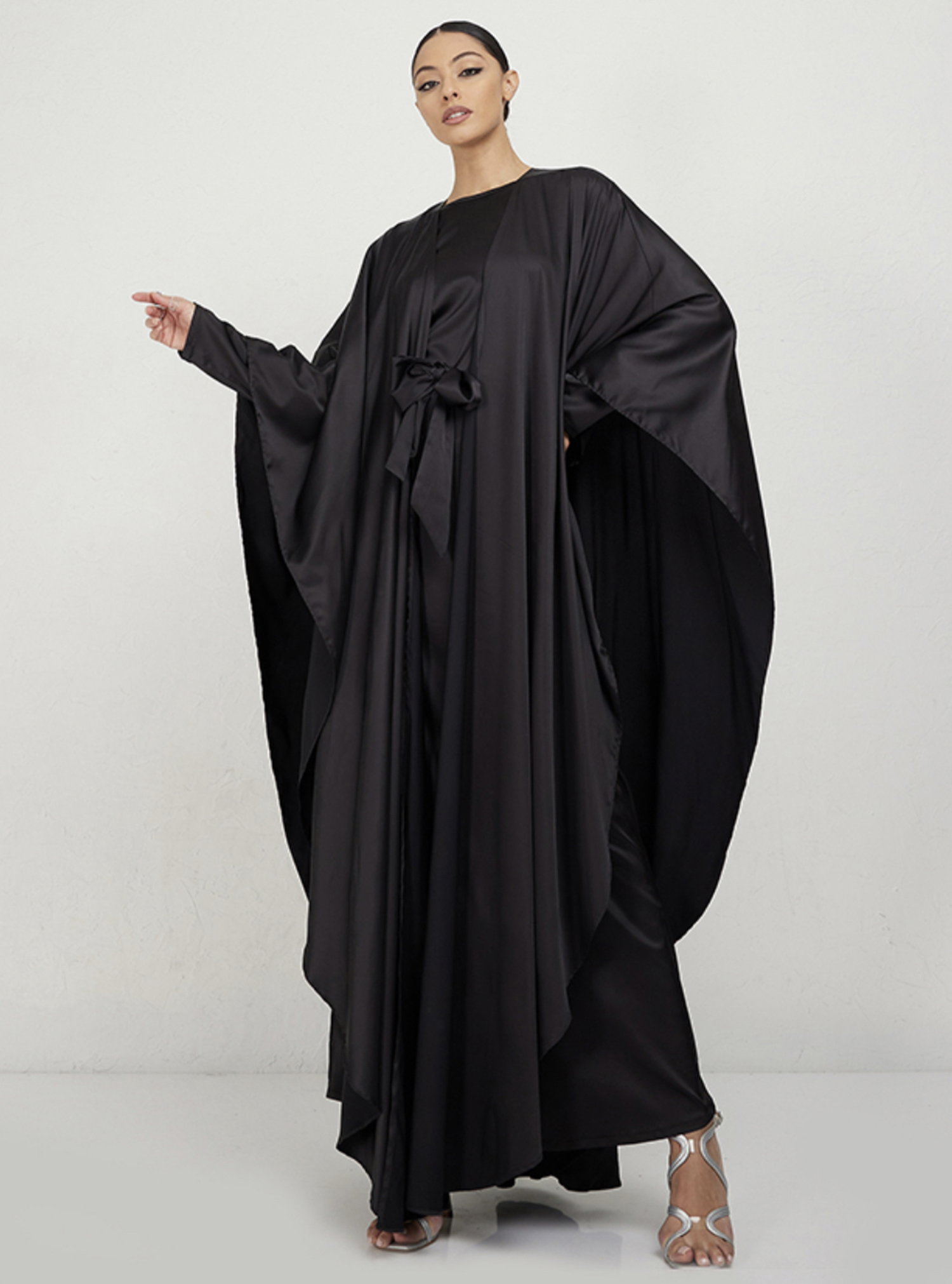 BLACK YULA Black Abaya On Top With Black Dress + Blet design (Two ...