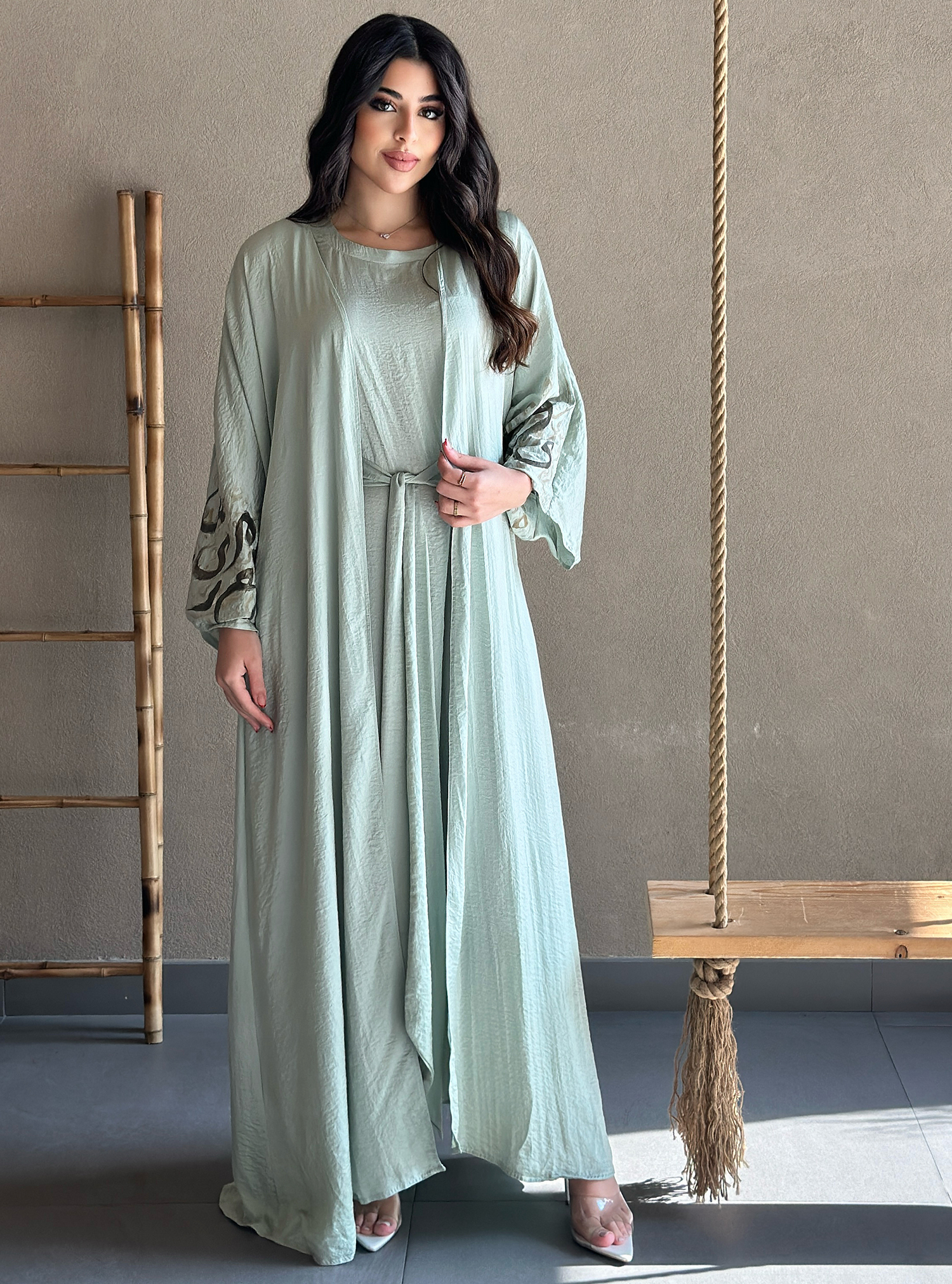 Arabicspearmint 2-piece abaya set made with a unique style with arabic ...