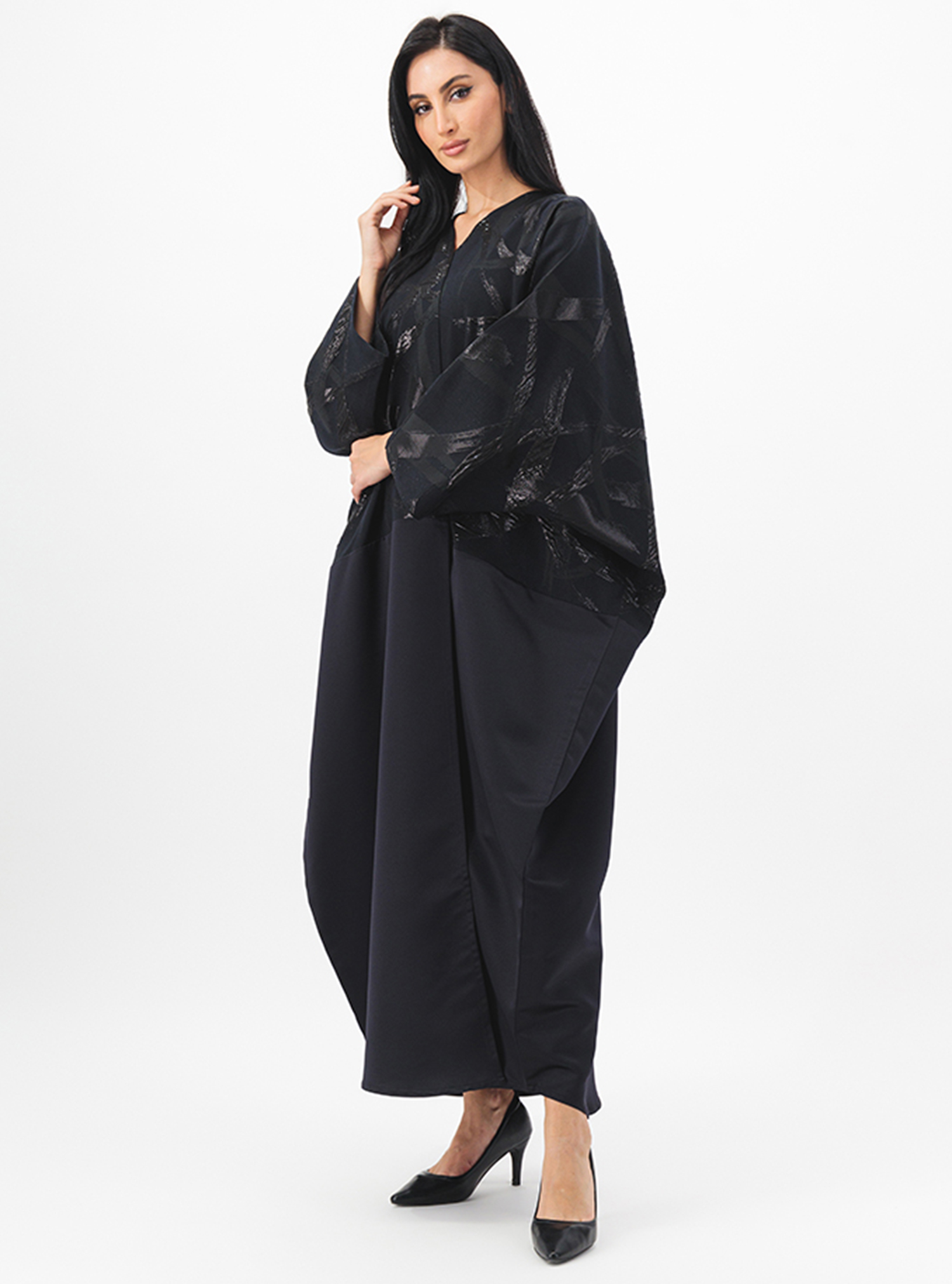 Midnight Blue Premium brocade abaya with stylish cut. Abayas from Meem ...