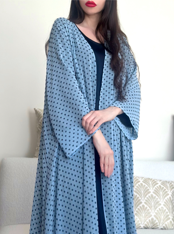 Polka dot set 2-piece set featuring polka dot kaftan with silk