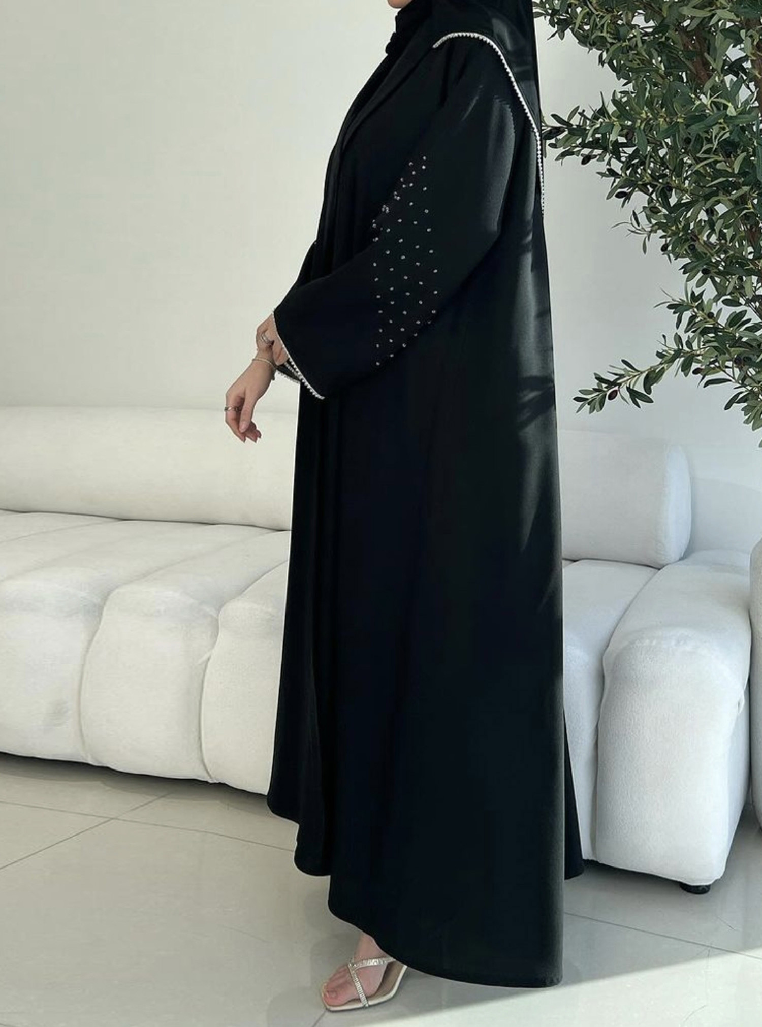 Bs#1010 Elegant black abaya adorned with beads work Abayas from ...