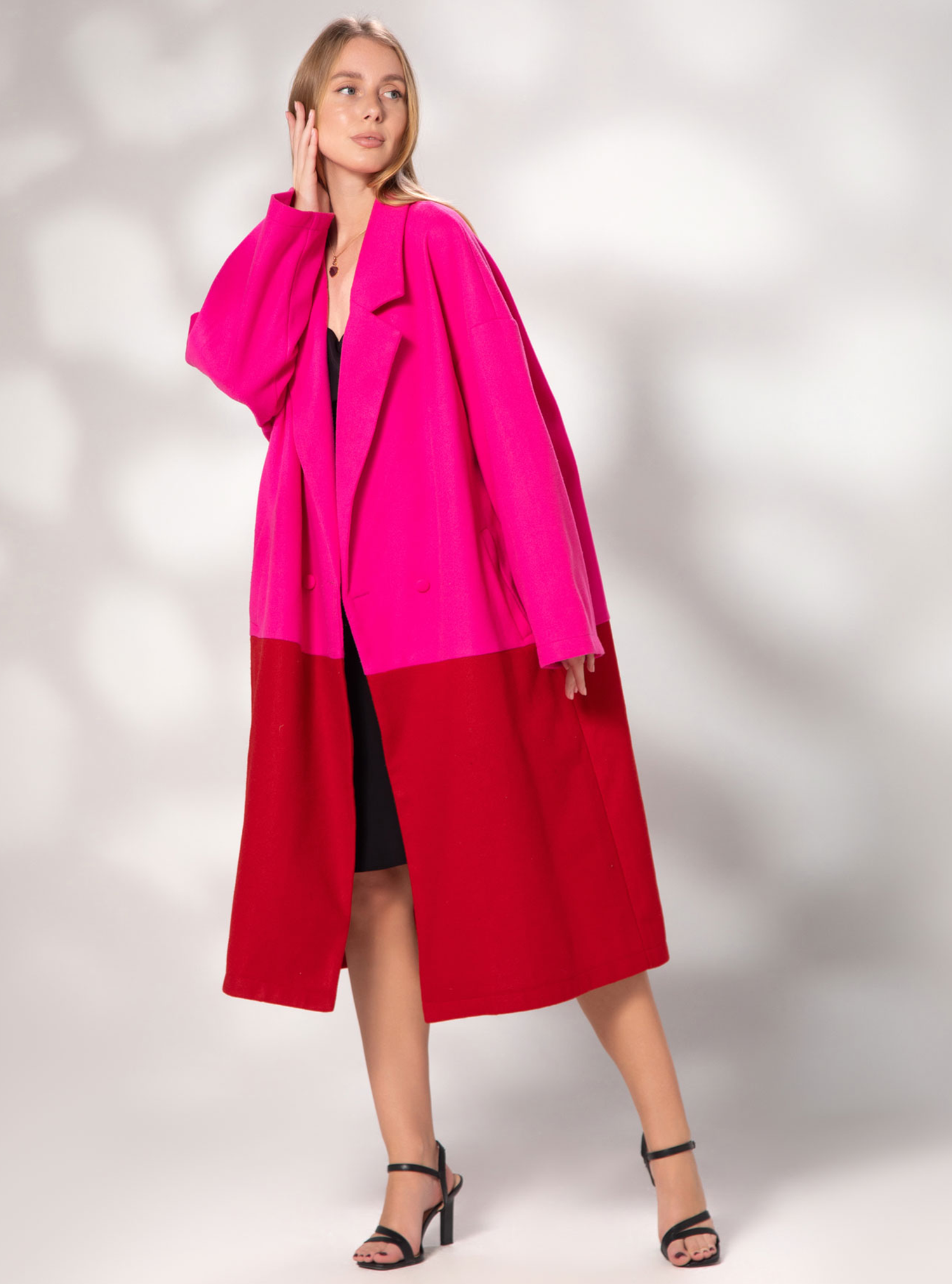 PINK&RED Coat Chic Pink & Red Wool Coat Travel Wear from Ludan Design ...