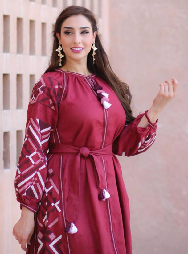 Maroon Maze Moroon elegant dress lovely color made from natural linen ...