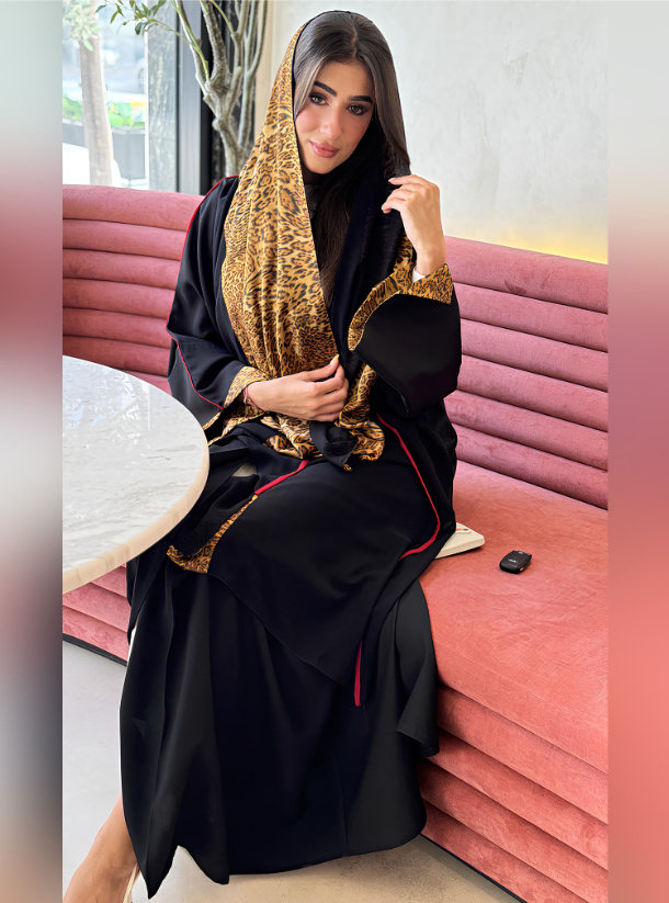 TIGER ABAYA Black with Tiger print Abaya and Matching Headscarf. Abayas ...