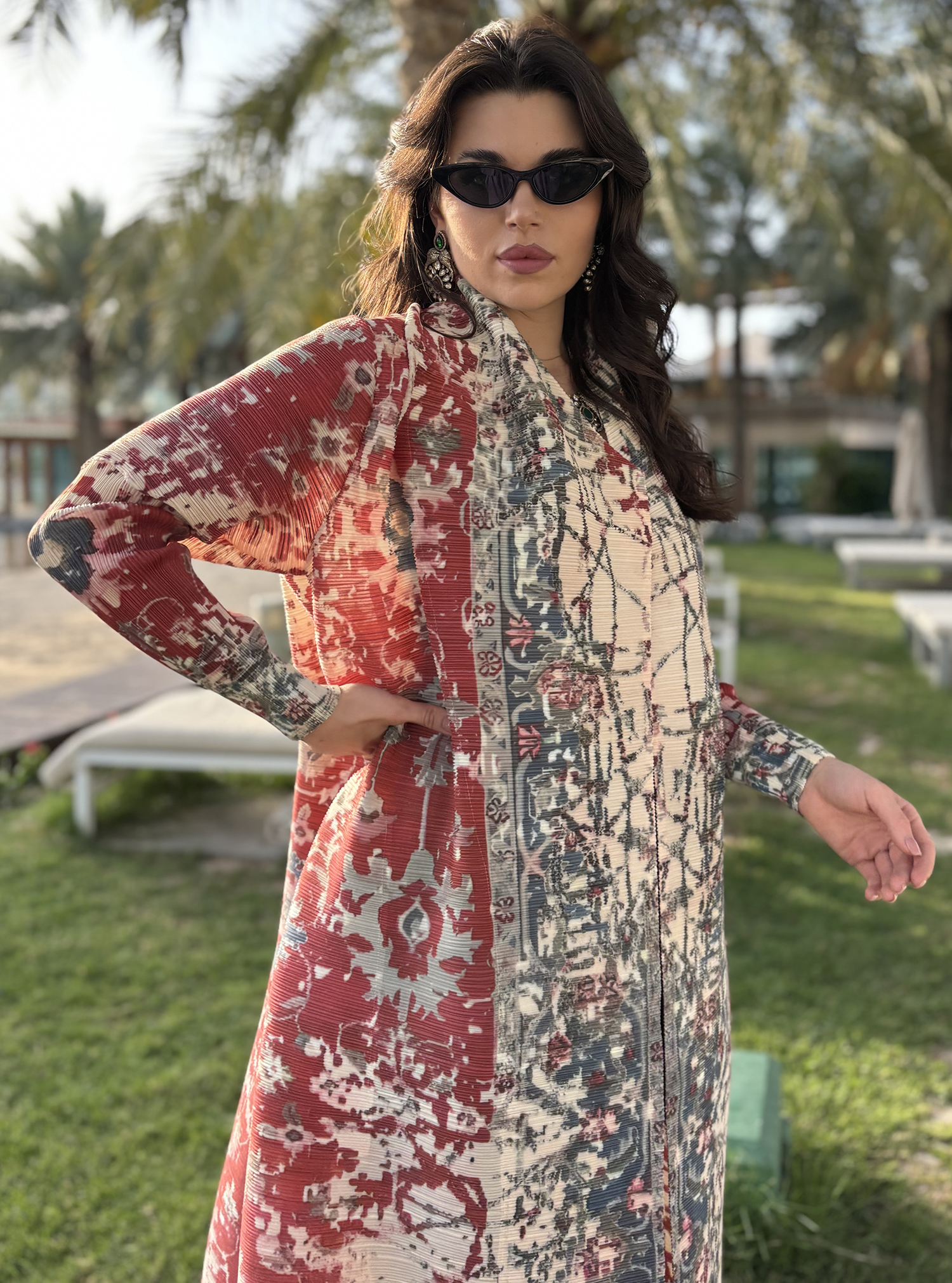 Red abaya Patterned Abaya With Matching Headscarf Abayas from The 27 ...