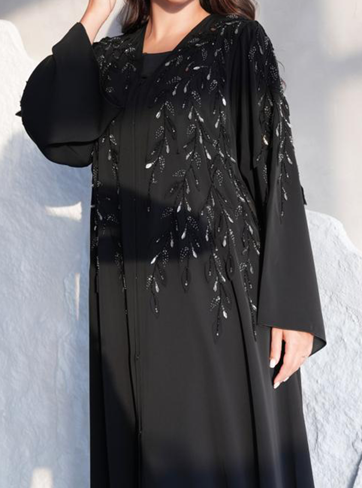 Emblishments petal work Abayas from GG CREATION at Boksha