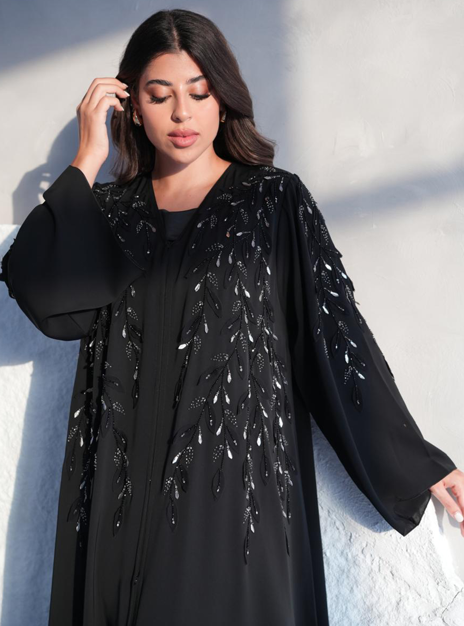 Emblishments petal work Abayas from GG CREATION at Boksha