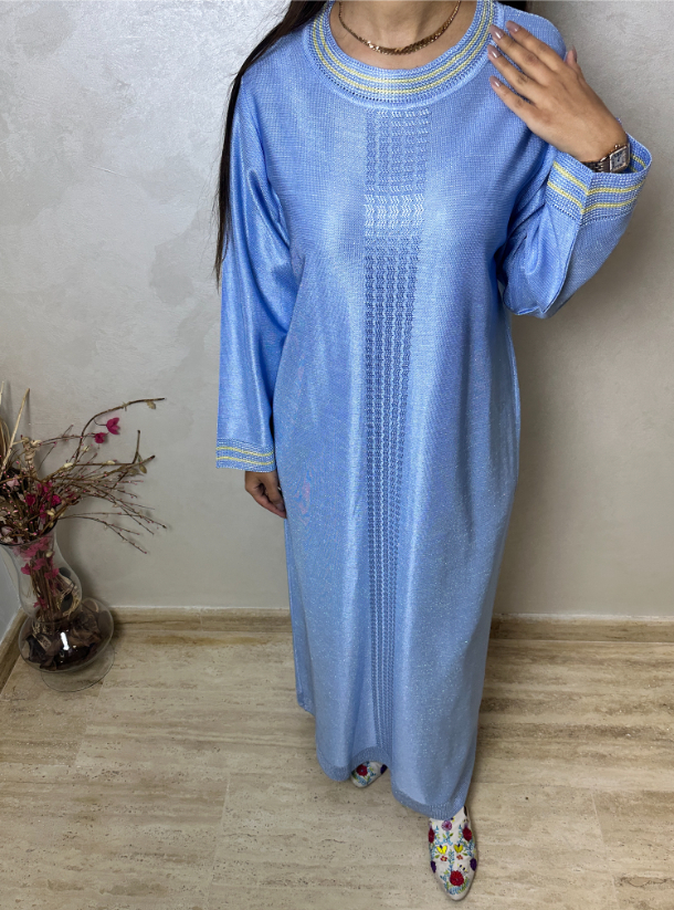 KF-128 - Blue Gardens - Long Silk Kaftan XS main image 0