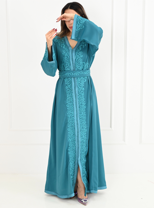 Moroccan green Moroccan modern caftan Kaftans from Trends & Threads at  Boksha