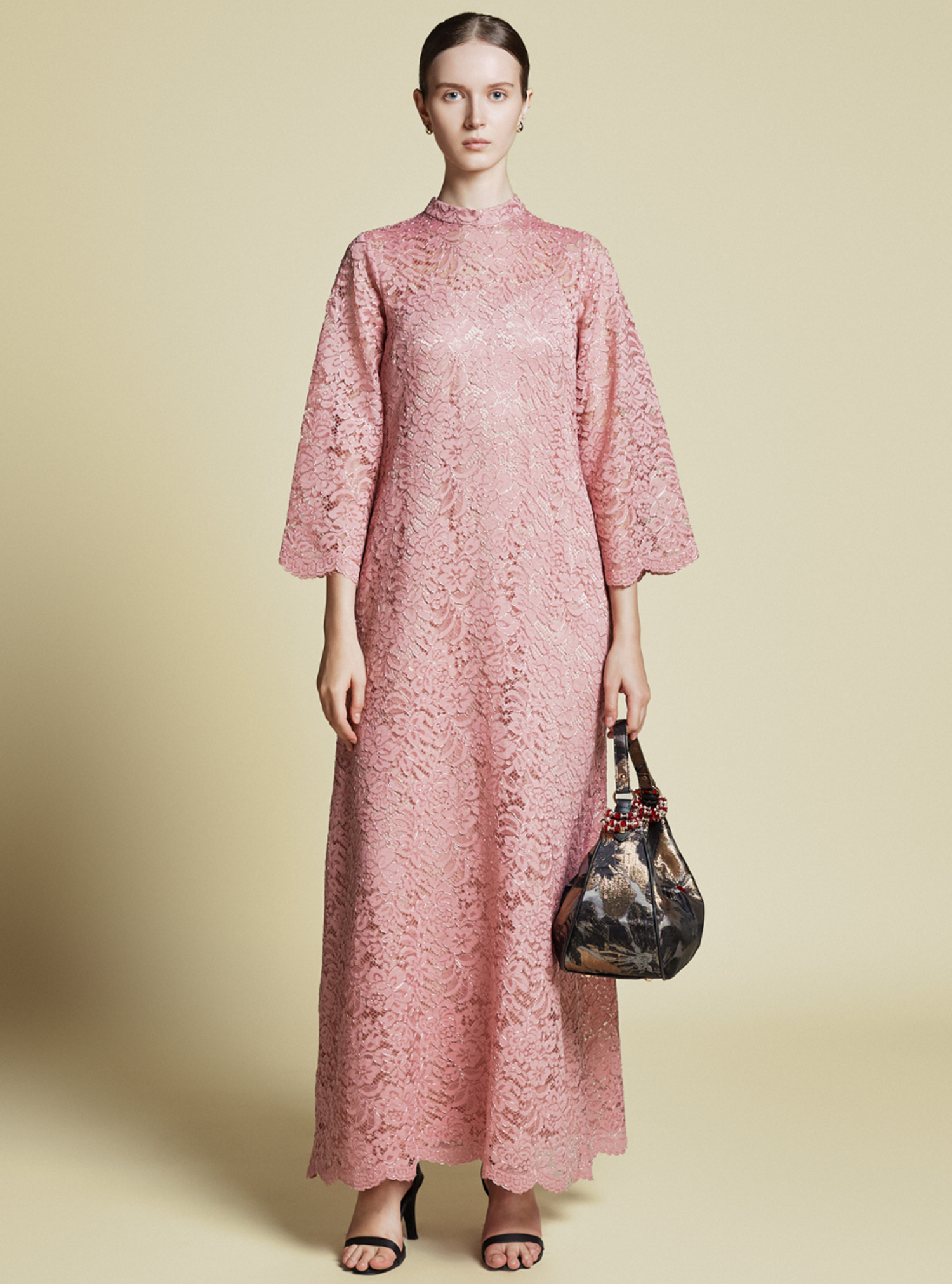 Boksha | Chemical lace | Pink S Chemical lace straight Pink dress a perfect blend of Modern Design and timeless elegance Boksha | Chemical lace | Pink S Chemical lace straight Pink dress a perfect blend of Modern Design and timeless elegance