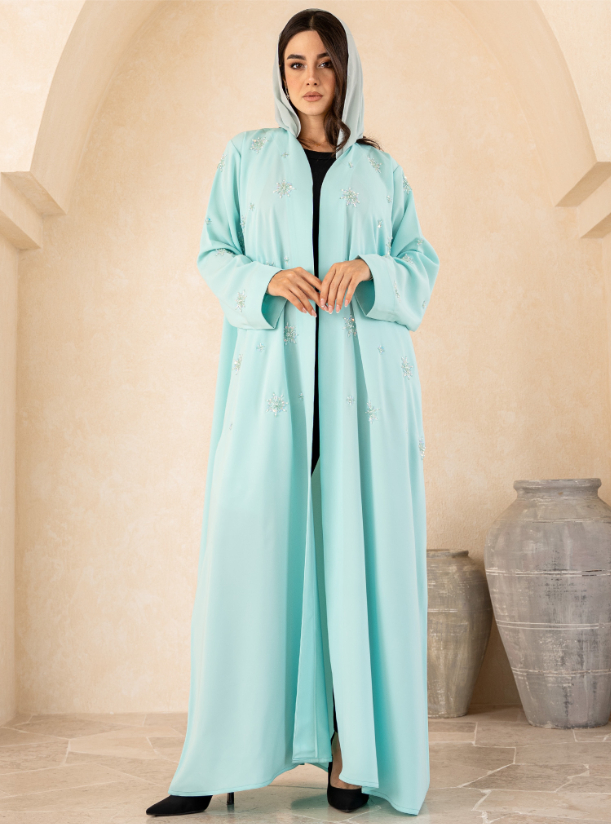 Basic Printed Paisley (Sky blue Abaya)